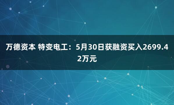 万德资本 特变电工：5月30日获融资买入2699.42万元